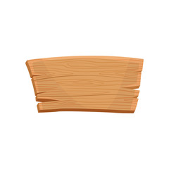 Big wooden signboard with place for your message. Wood banner with natural texture. Mobile game asset. Flat vector icon