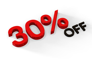 30 Percent Off, 3D Text