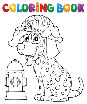 Coloring Book Firefighter Dog Theme 1