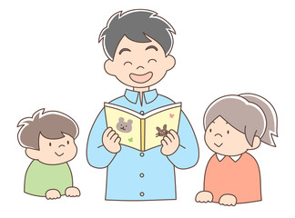 お父さんと子ども_読み聞かせ