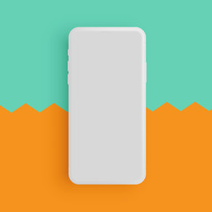 Realistic matte grey phone with colorful background, vector illustration