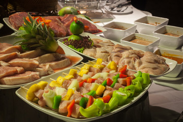 Raw meat  at the wedding.