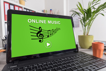 Online music concept on a laptop