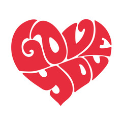 With love red heart letters