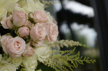 gentle bouquet of roses in pastel colors..
