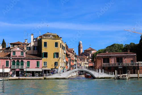 Venetsian Blue Cityscape Buildings And Bridge In Venice