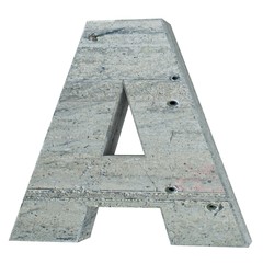 Concrete Capital Letter - A isolated on white background . 3D render Illustration