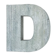 Concrete Capital Letter - D isolated on white background . 3D render Illustration