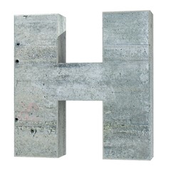 Concrete Capital Letter - H isolated on white background . 3D render Illustration