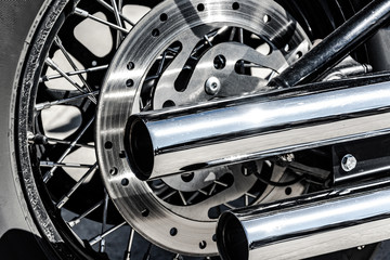 the rear wheel of the motorcycle