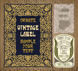 vector vintage items: label Art Nouveau