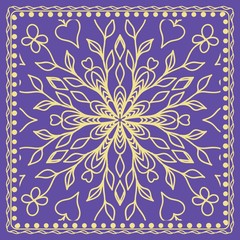 Design print for kerchief. The pattern of the mandala. Vector illustration.