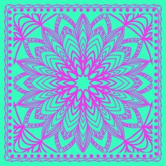 Decorative Geometric Pattern With Round Ornament in Ethnic Style. Abstract Floral Mandala Art. vector illustration.