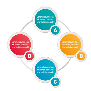 Infographic four options vector illustration. Circles with text