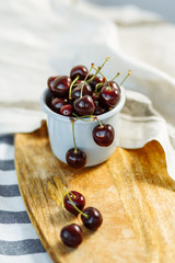 Still life: cherry in a bowl closeup
