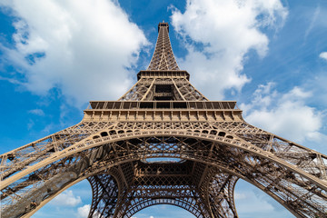 Fototapeta na wymiar Looking up the Eiffel Tower.