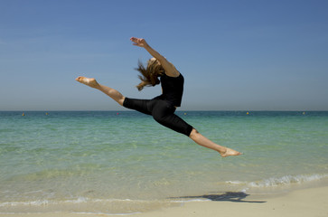 gymnastic on beach