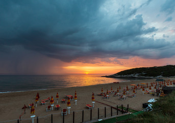 Summer sunset Sfinale beach (Gargano peninsula in Puglia, Italy)
