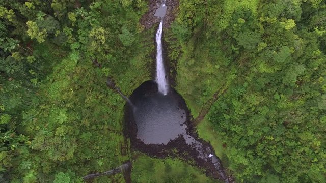 Aerial shot of big waterfall - Akaka falls, Big Island, Hawaii