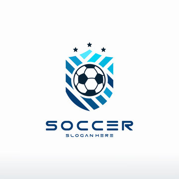 Football Badge with shield logo designs, Modern Soccer Badge logo template