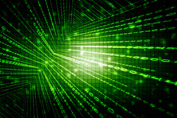Fototapeta na wymiar 2d illustration abstract digital binary data on computer screen