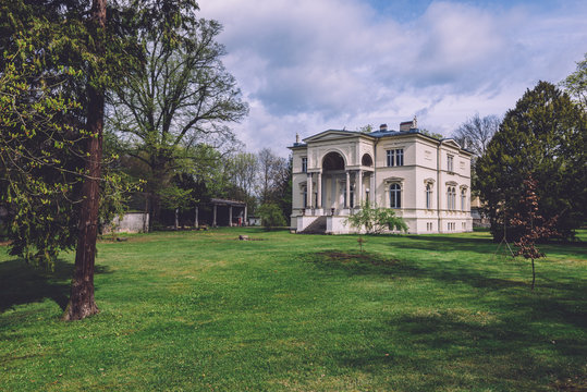 April, 14th, 2017 - Potsdam, Brandenburg, Germany. Family mansion building. Reach prussian villa or victorian manor in Potsdam by spring sunny day.