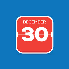 December 30 Calendar Flat Icon