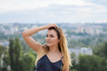 Outdoors portrait of beautiful young girl.