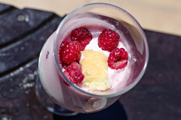 Summer dessert with cottage cheese and berries. Berry tiramisu.