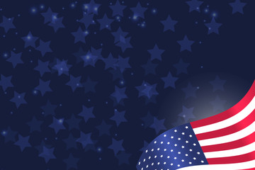 USA flag on sparkling background with stars.