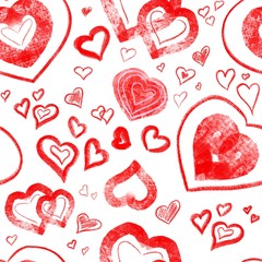 Background pattern with red hearts on white