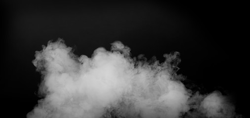 White smoke isolated on black background