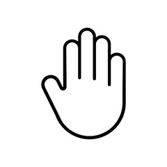 Hand waving vector icon of hello welcome or goodbye gesture line isolated on transparent background