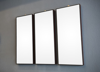 Blank white Photo Frame Hanging Wall for Design Mockup Template.