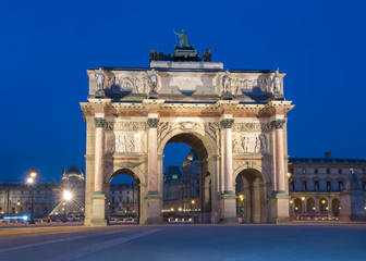 Fototapeta na wymiar Carousel Arch of Triumph at night, Paris, France