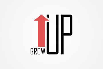 Grow up slogan text simple flat style illustration