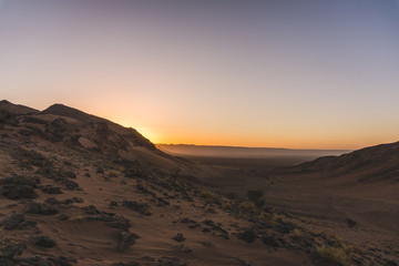 Fototapeta na wymiar Sunrise in the desert of Morocco