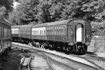 Fototapeta na wymiar Railway carriages parked in a siding. 