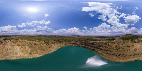 Fototapeta premium Spherical panorama over a mine pit