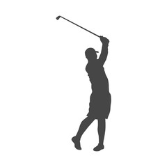 Naklejka premium Silhouette of a golf player, Simple vector icon