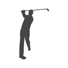 Silhouette of a golf player, Simple vector icon