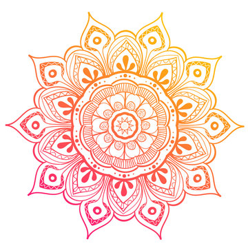 Mandala Vector Design Element. Round ornament decoration. Colorful flower pattern. Stylized floral motif. Complex flourish weave medallion. Tattoo print