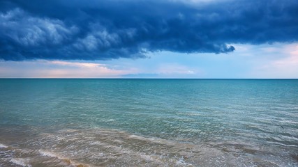 Coast of the Sea of Azov before the storm. Summer of Ukraine