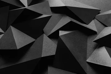 Dunkle Komposition mit schwarzen geometrischen Formen, abstrakter Hintergrund © Allusioni