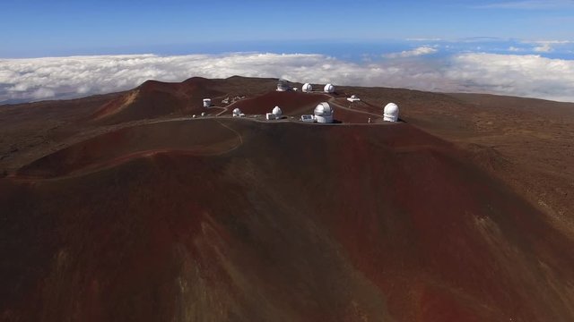 aerial shot of space observatory, Mauna Kea, Hawaii