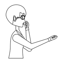 businesswoman with sunglasses over white background, vector illustration