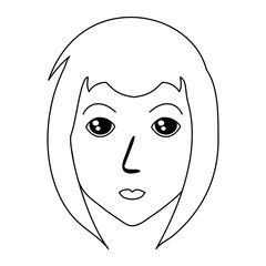 cartoon woman face icon over white background, vector illustration