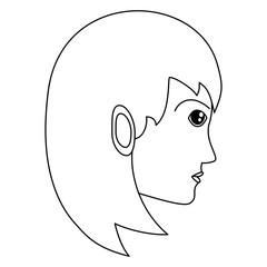 cartoon woman profile icon over white background, vector illustration