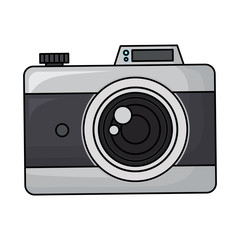 photographic camera icon over white background, vector illustration