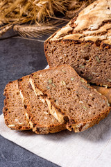 delicious and healthy home-made wholegrain bread with honey